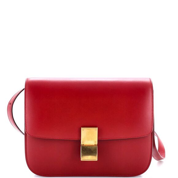Celine Classic Box Bag Smooth Leather Medium Red - Picture 1 of 6